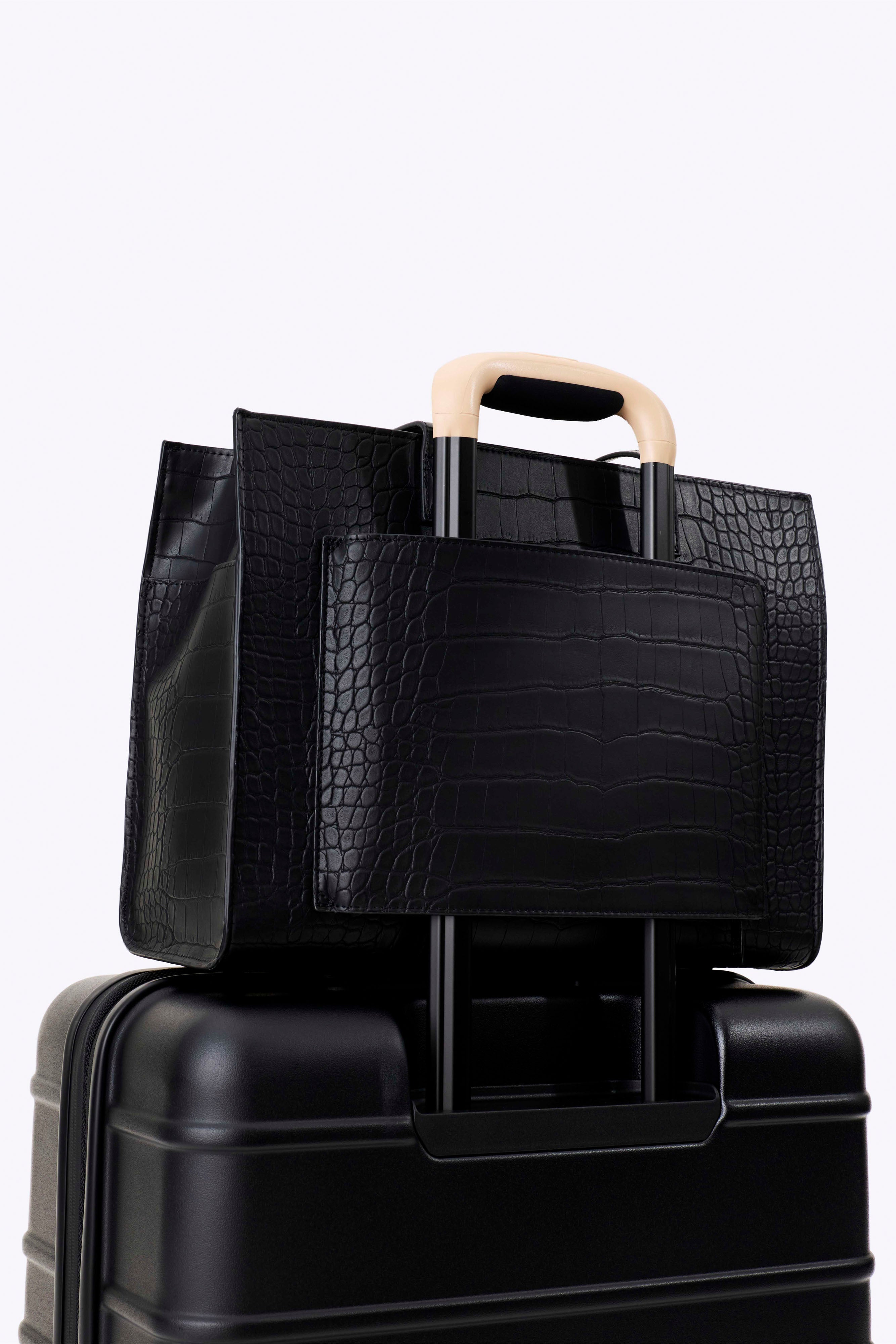 The Work Tote in Black Croc
