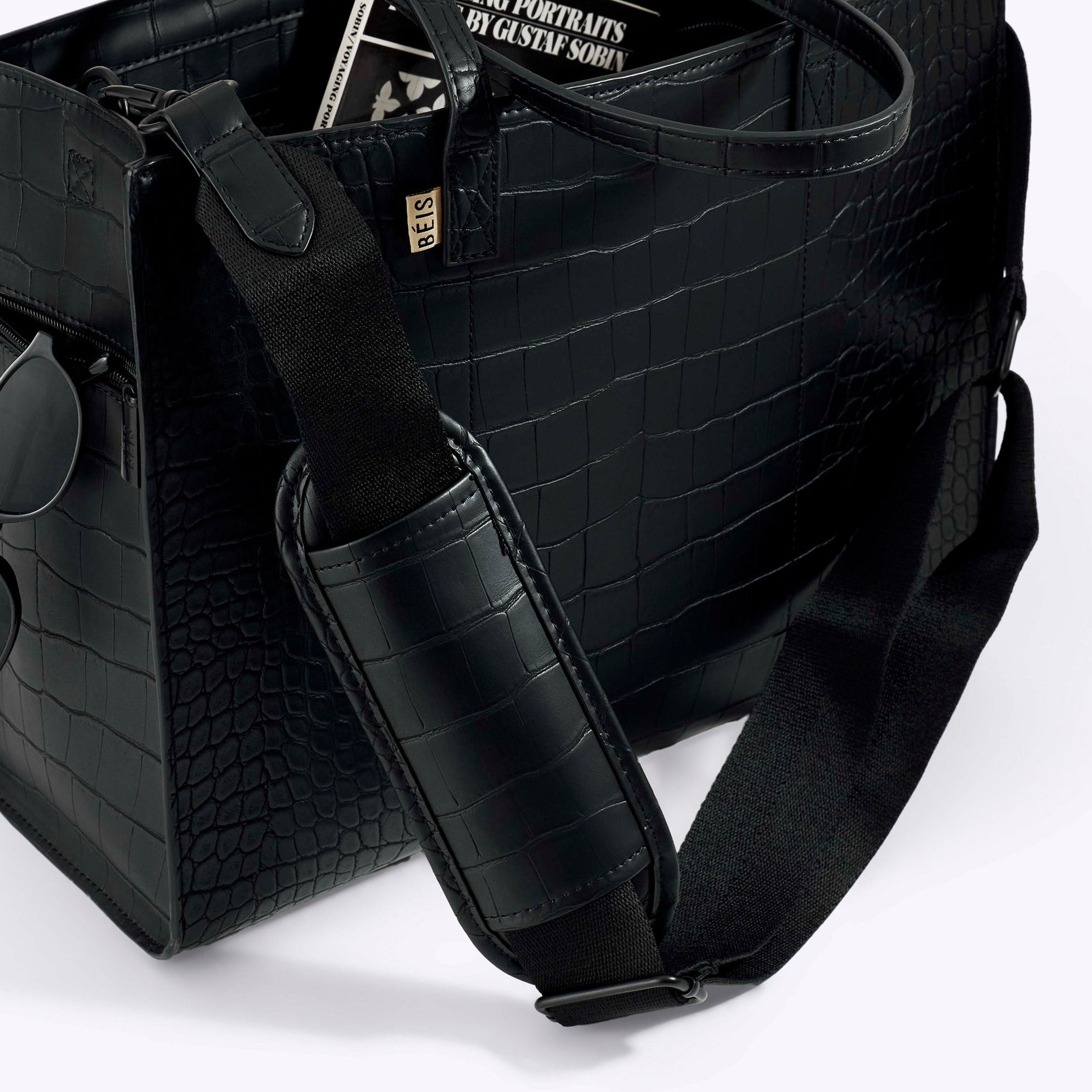 The Work Tote in Black Croc