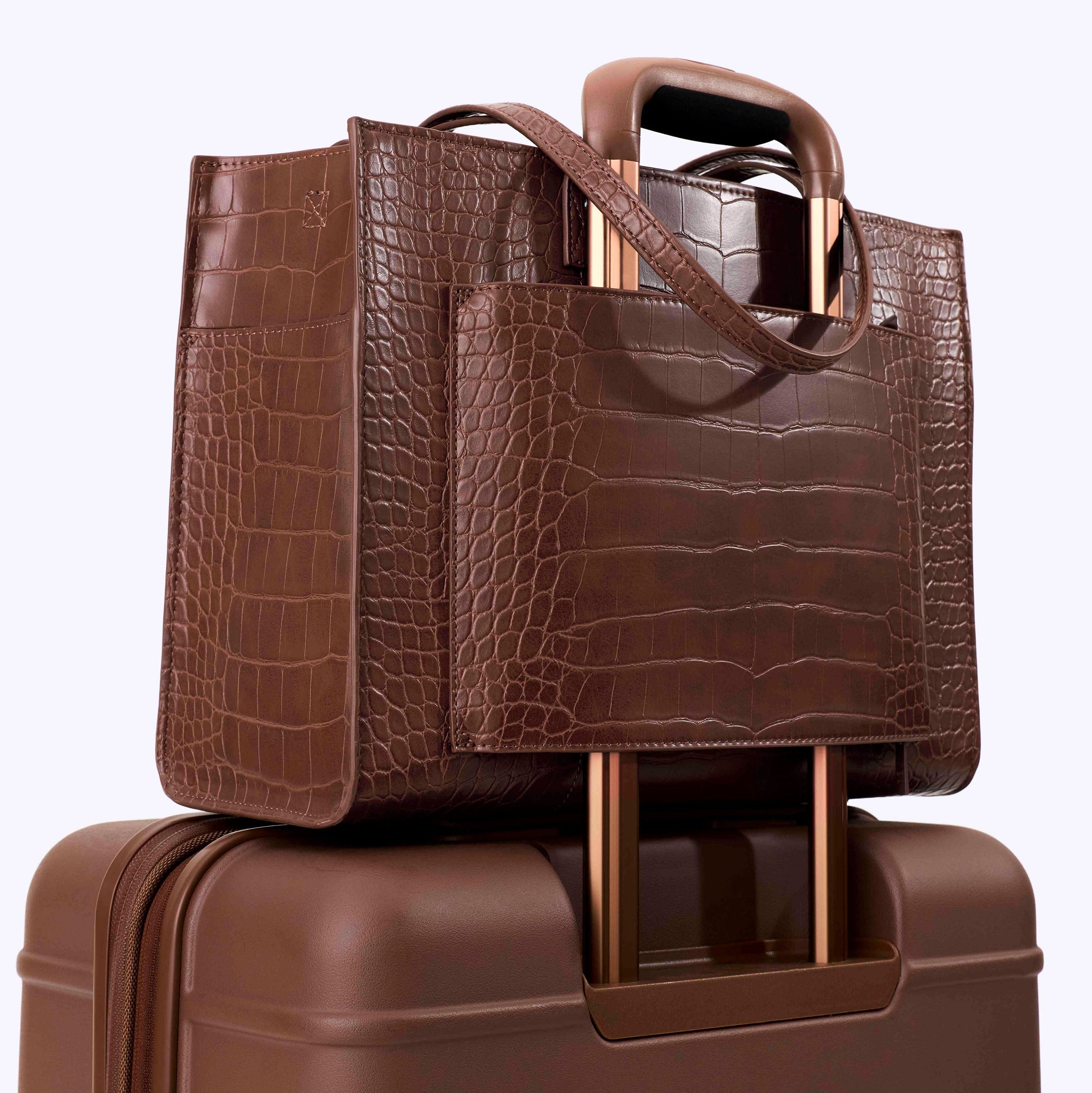 The Work Tote in Maple Croc