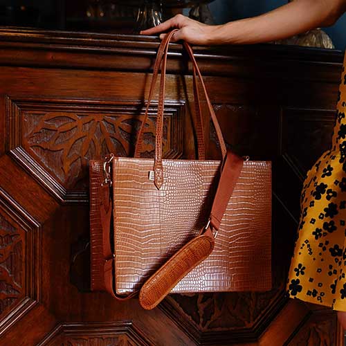 Resale The Work Tote in Cognac Croc
